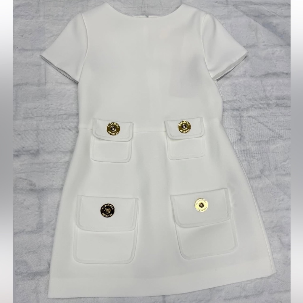 Elisabetta Franchi Girls' Formal Dress With Gold Button Pockets